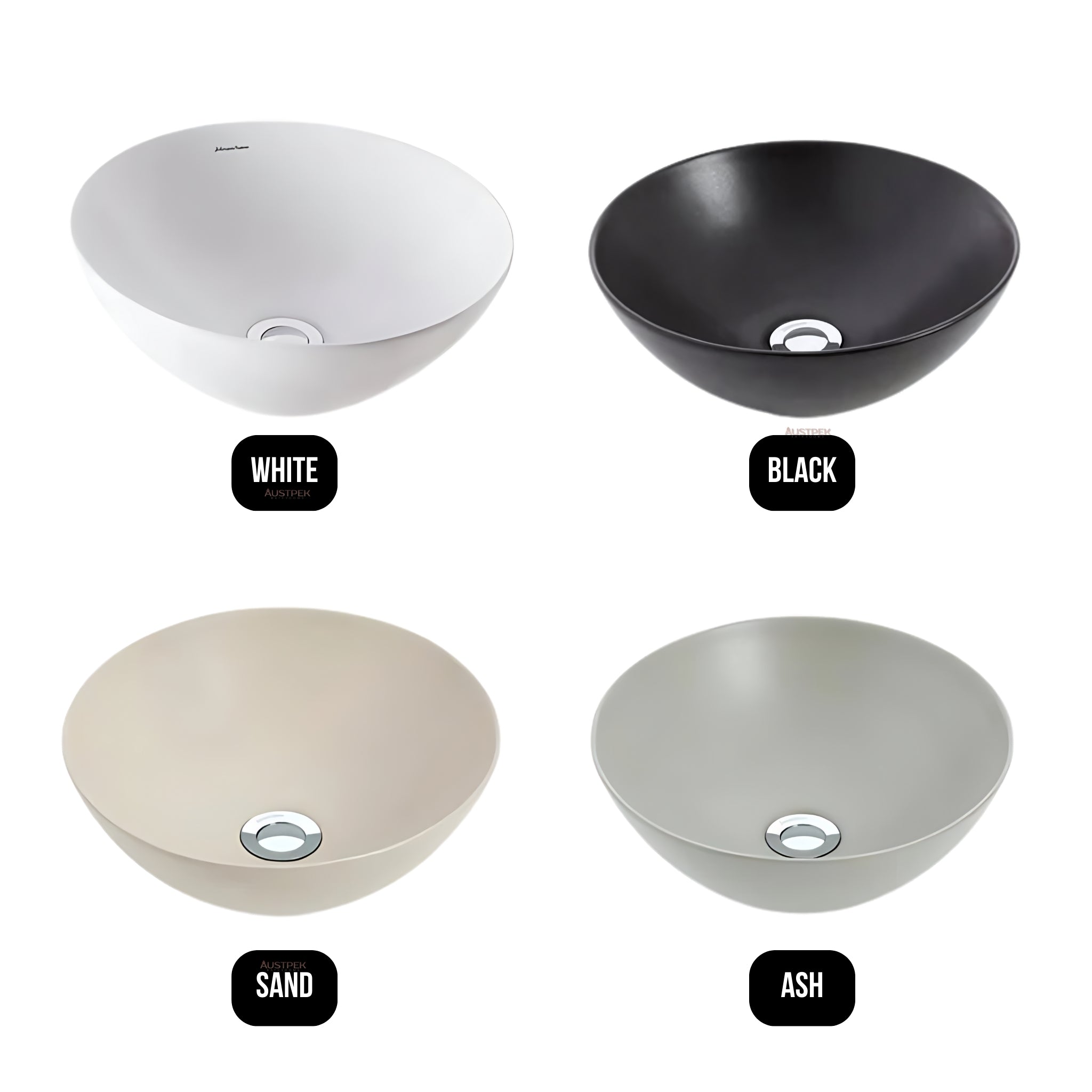 JOHNSON SUISSE VENEZIA ROUND BOWL COUNTER TOP BASINS ASH 350MM