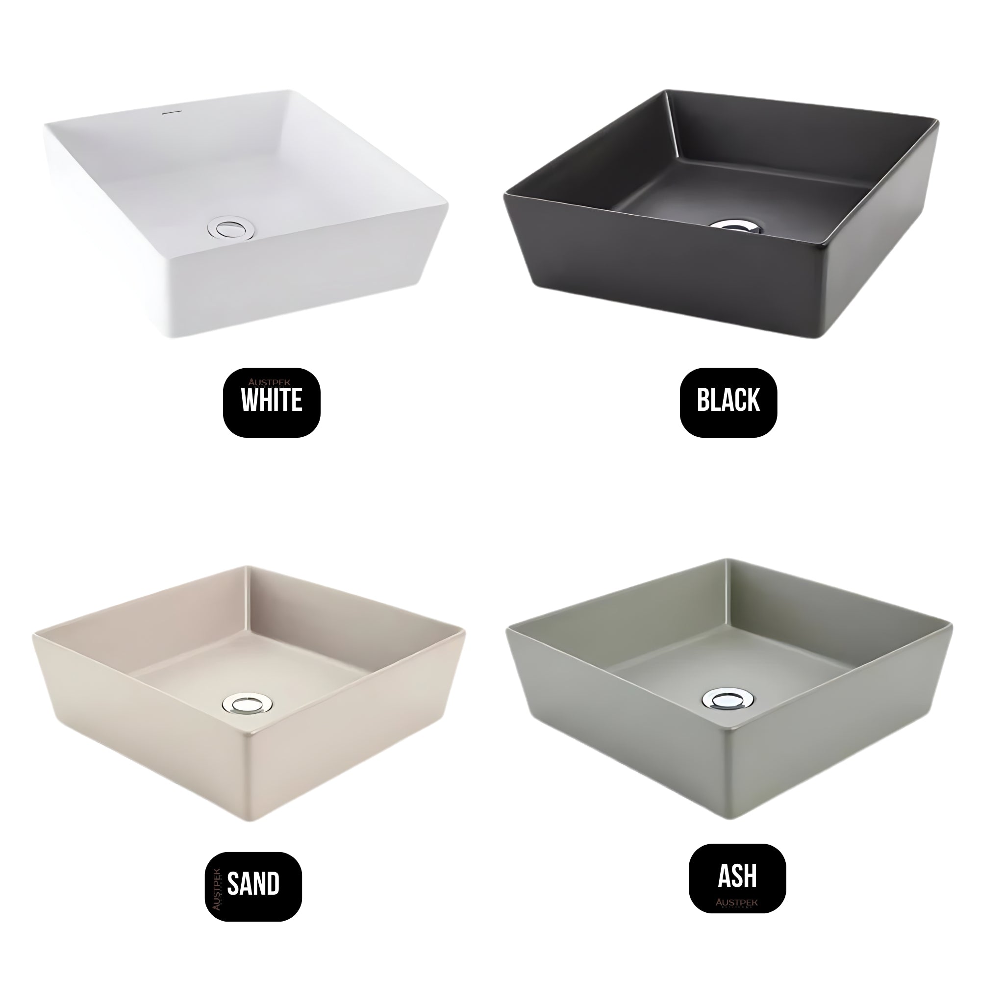 JOHNSON SUISSE VENEZIA SQUARE COUNTER TOP BASINS WHITE 380MM