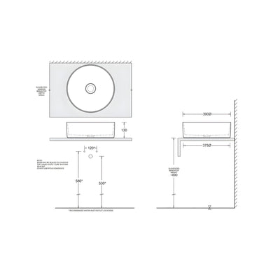 JOHNSON SUISSE VENEZIA ROUND COUNTER TOP BASINS WHITE 390MM