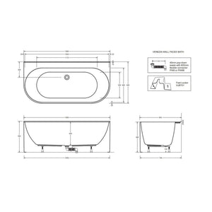 JOHNSON SUISSE VENEZIA WALL FACED FREESTANDING BATH GLOSS WHITE 1660MM