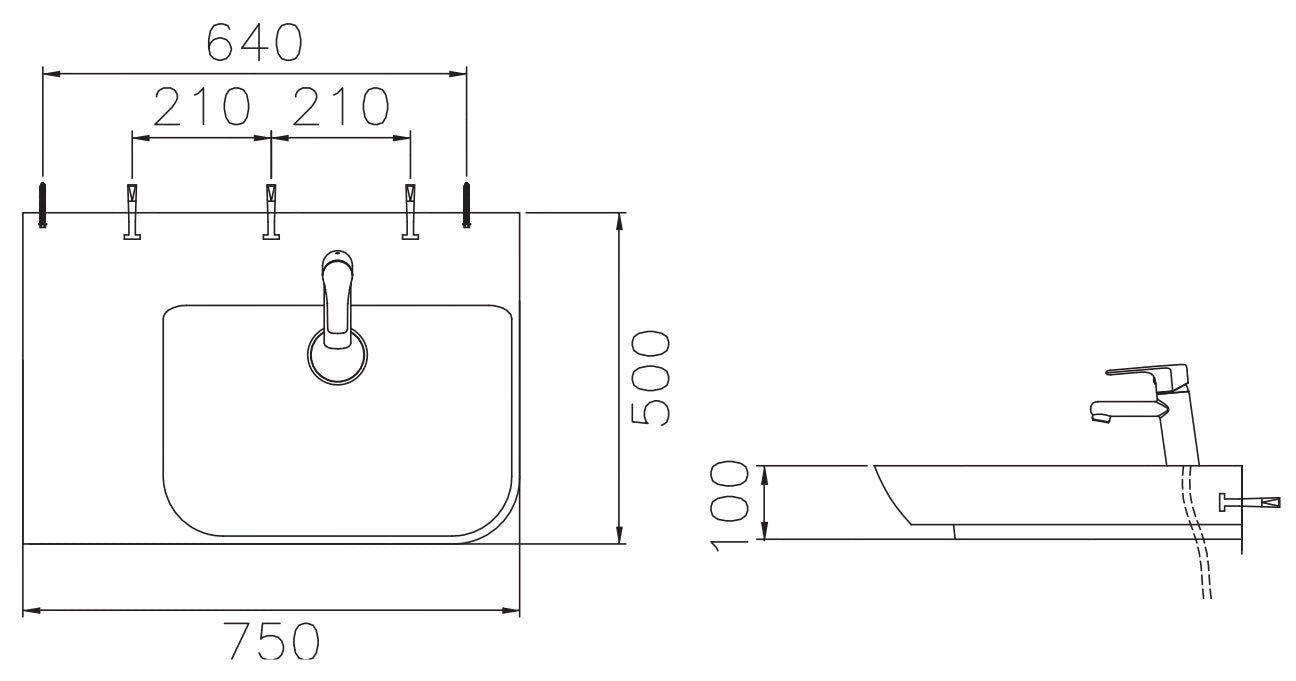 VEROTTI JASMINE ABOVE COUNTER/WALL MOUNTED FIRECLAY BASIN GLOSS WHITE 750MM