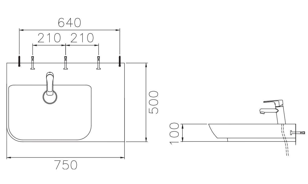 VEROTTI JASMINE ABOVE COUNTER/WALL MOUNTED FIRECLAY BASIN GLOSS WHITE 750MM