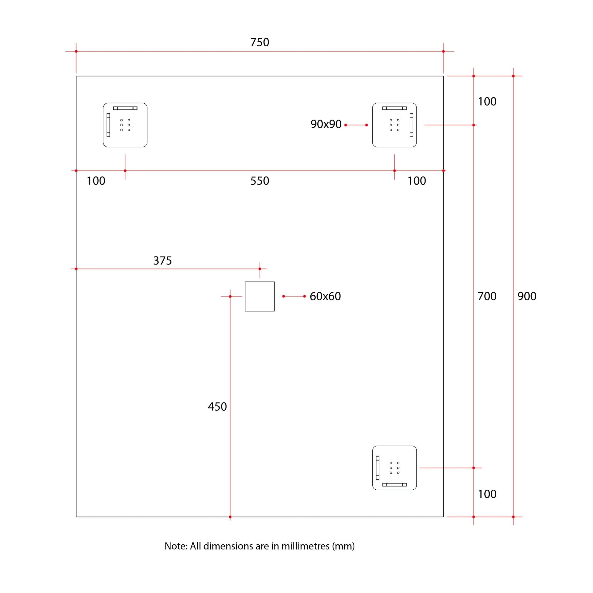 THERMOGROUP ABLAZE RECTANGLE POLISHED EDGE MIRROR 750X900MM