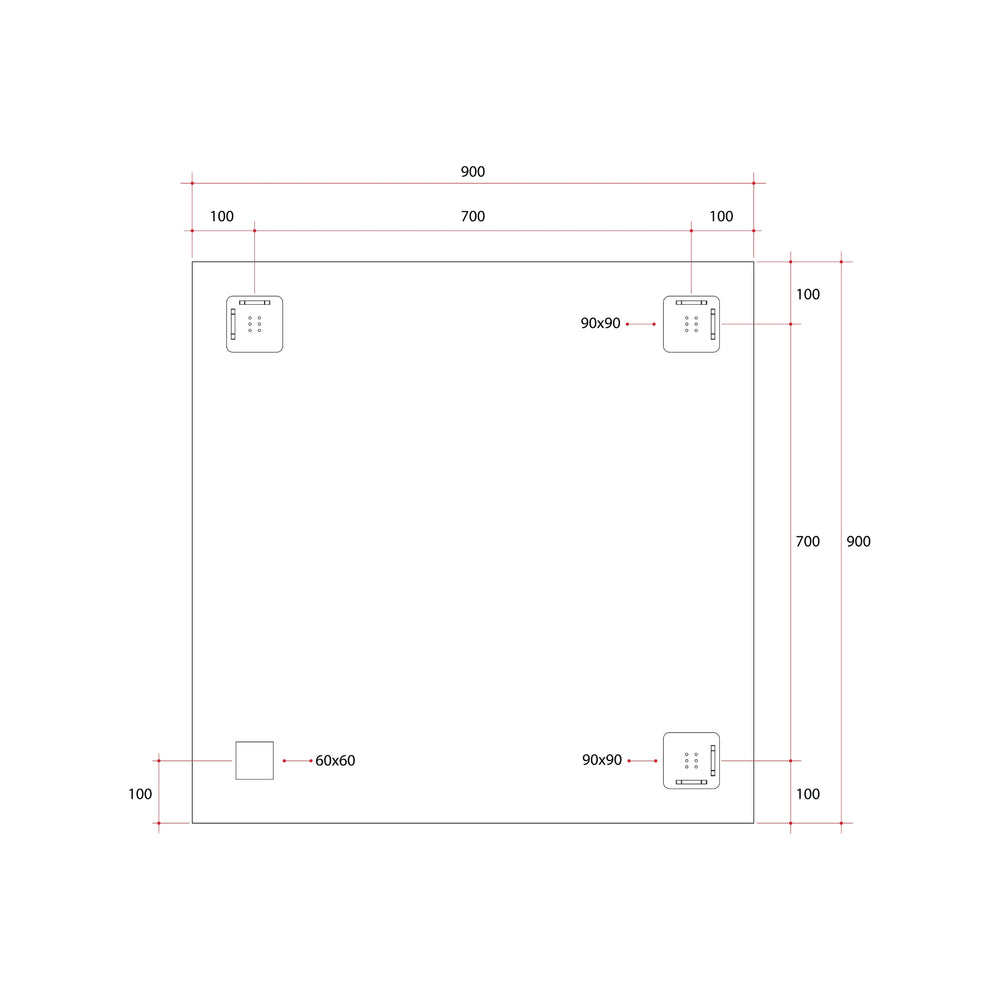 THERMOGROUP ABLAZE RECTANGLE POLISHED EDGE MIRROR WITH DEMISTER 900MM