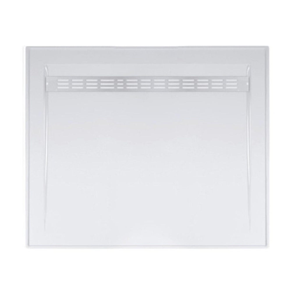 JOHNSON SUISSE BAROSSA POLYMARBLE SHOWER BASE WITH STAINLESS CHANNEL GRATE GLOSS WHITE (AVAILABLE IN 900MM AND 1220MM)