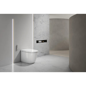 JOHNSON SUISSE AVANZO WALL FACED RIMLESS SMART TOILET SUITE W/ REMOTE CONTROL WHITE