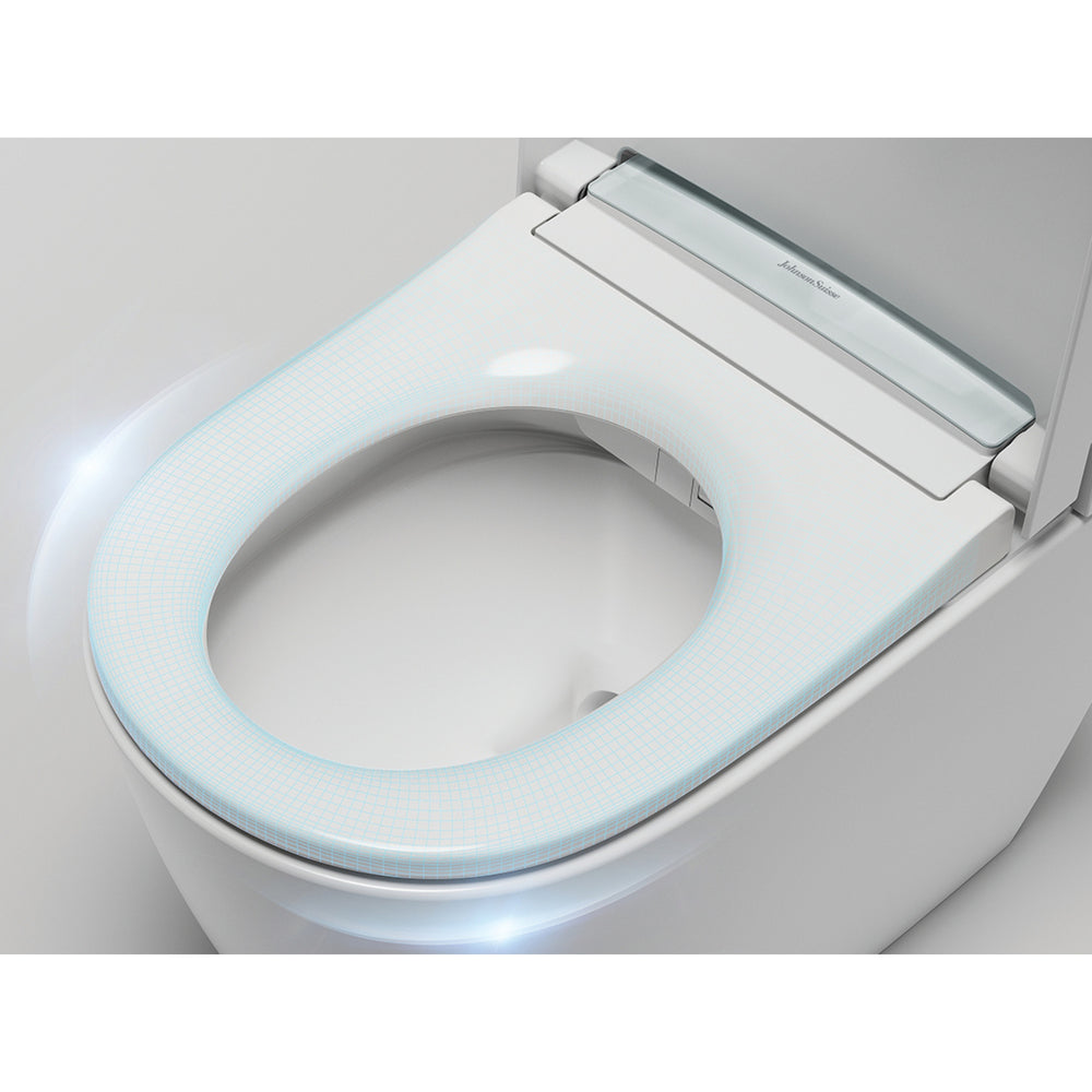 JOHNSON SUISSE AVANZO WALL FACED RIMLESS SMART TOILET SUITE W/ REMOTE CONTROL WHITE