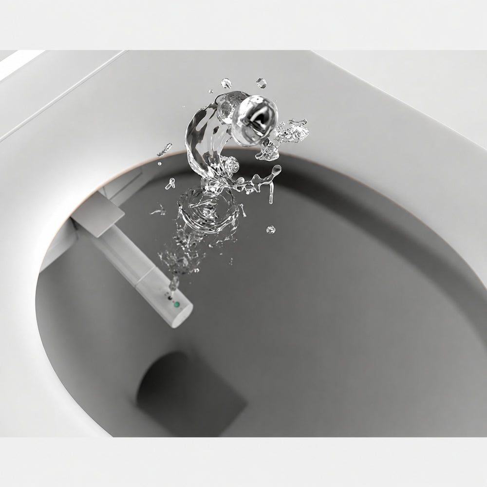 JOHNSON SUISSE AVANZO WALL FACED RIMLESS SMART TOILET SUITE W/ REMOTE CONTROL WHITE
