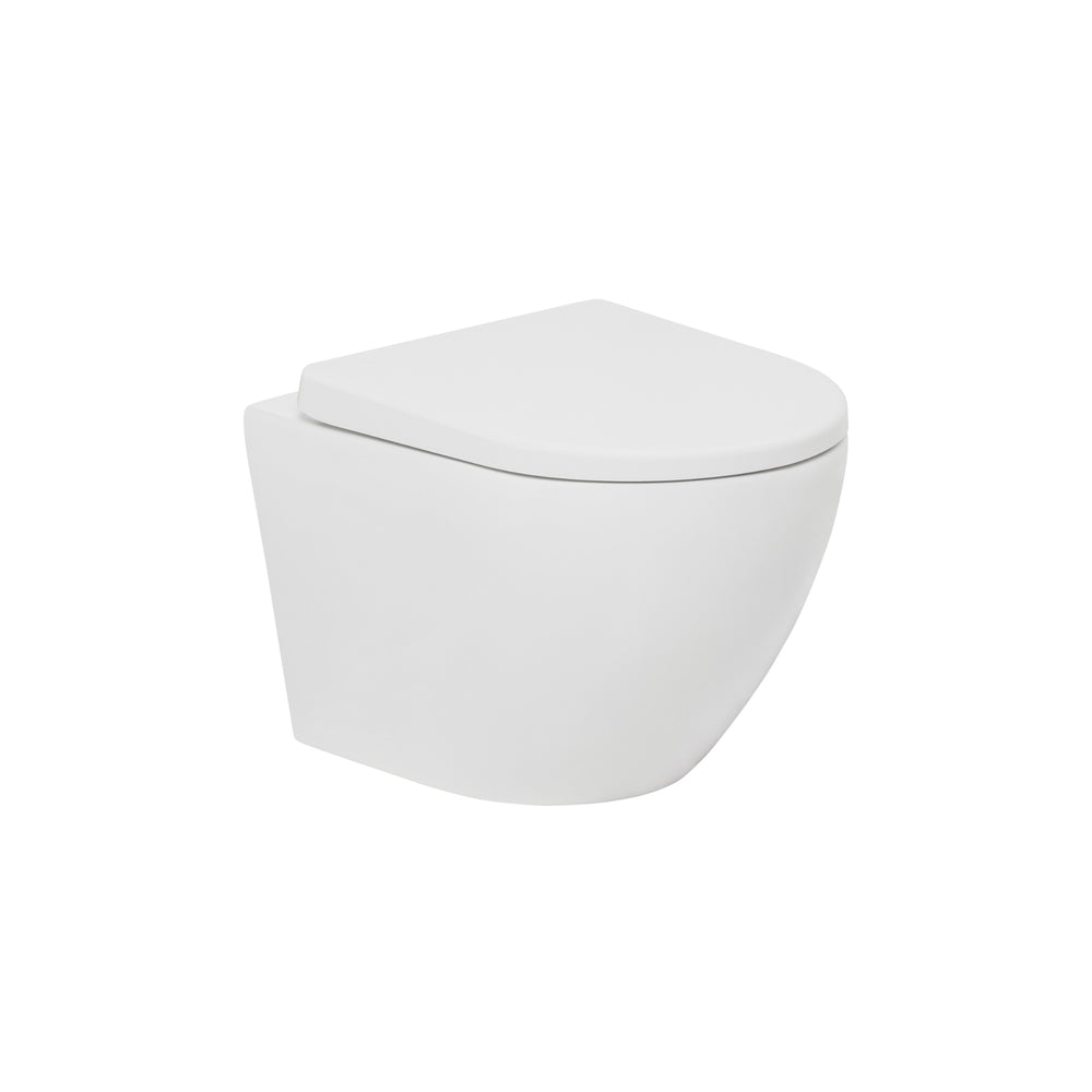 JOHNSON SUISSE GEMELLI WALL HUNG RIMLESS PAN TOILET WHITE