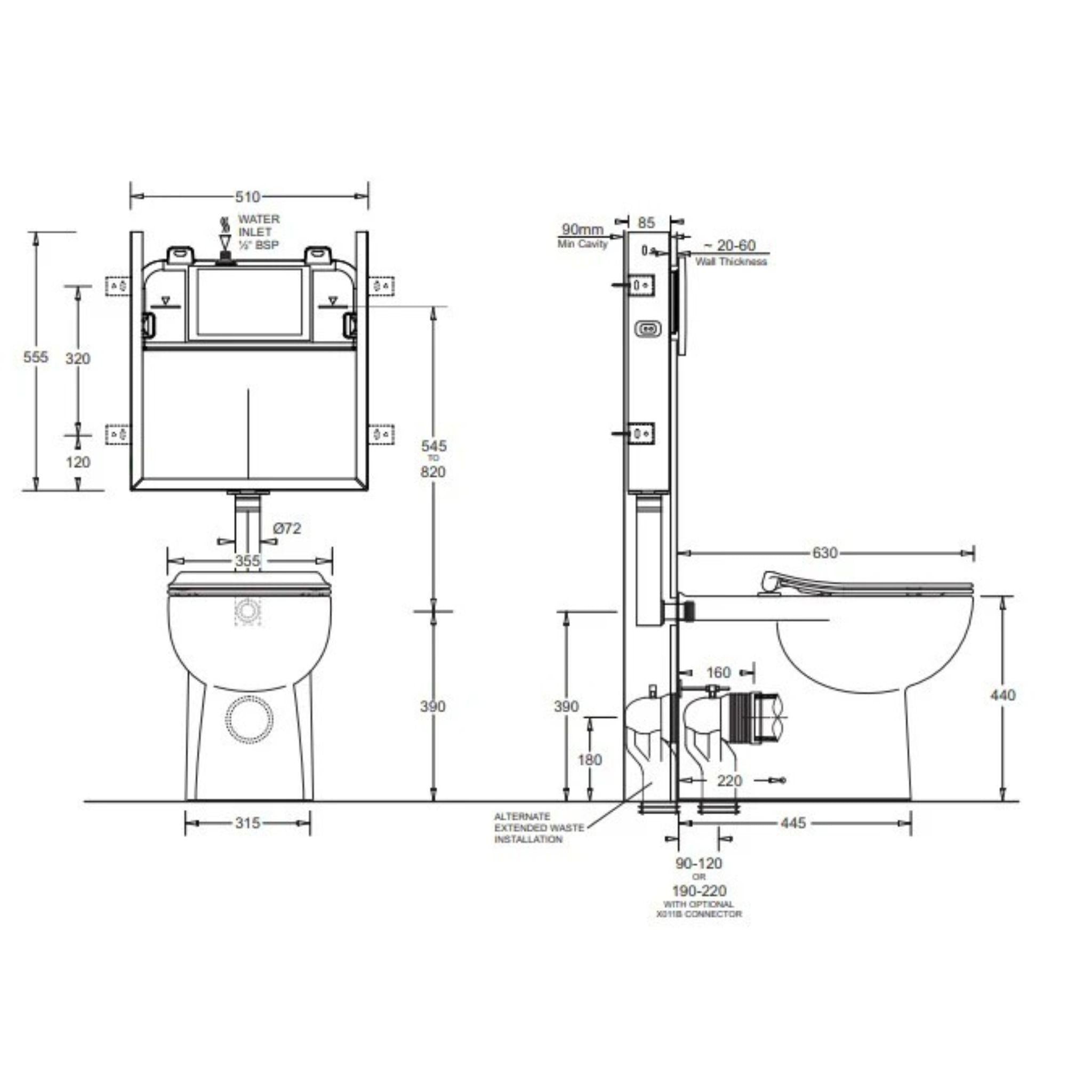 JOHNSON SUISSE TOLEDO XTRA ECONOFLUSH RIMLESS CONCEALED TOILET GLOSS WHITE