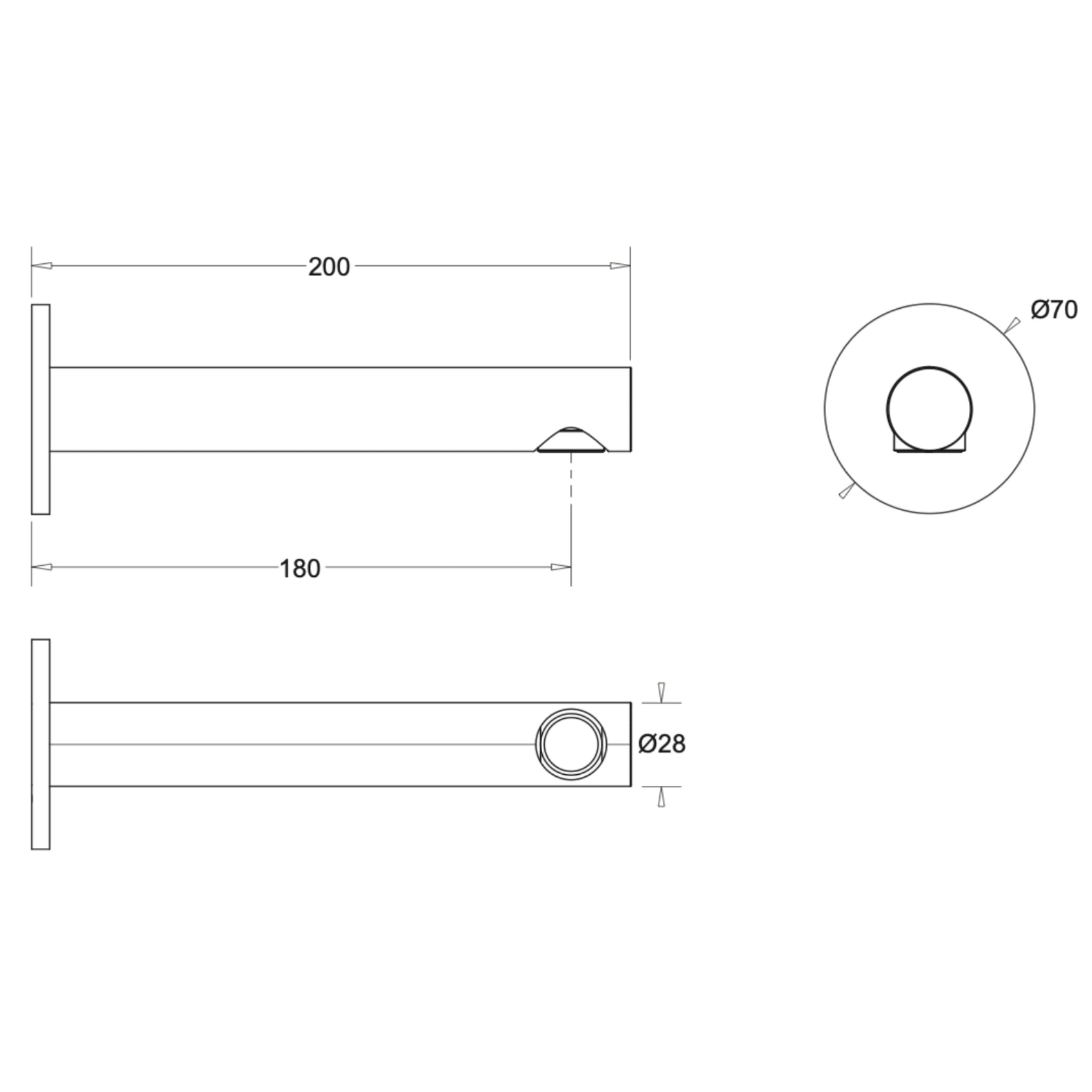 JOHNSON SUISSE VENEZIA BATH SPOUT 200MM MATTE BLACK
