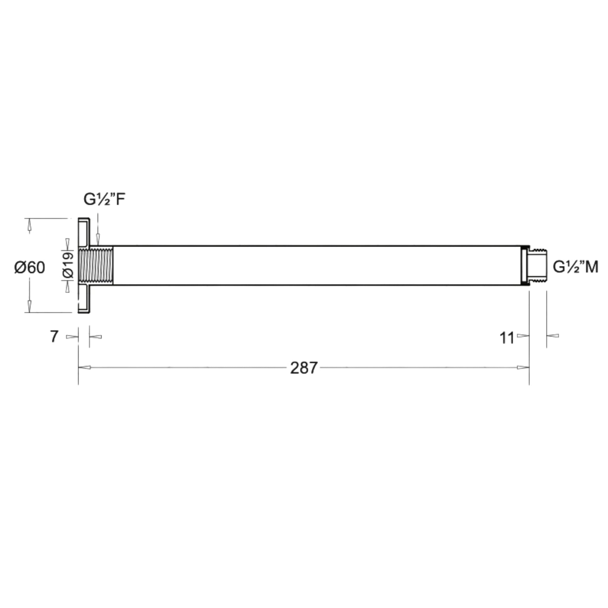 JOHNSON SUISSE VENEZIA CEILING SHOWER ARM 300MM CHROME