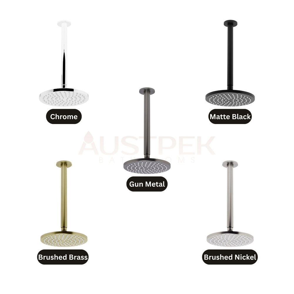 JOHNSON SUISSE VENEZIA OVERHEAD RAIN SHOWER WITH CEILING ARM 300MM BRUSHED NICKEL