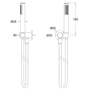 JOHNSON SUISSE VENEZIA HAND SHOWER WITH WALL BRACKET 185MM BRUSHED BRASS