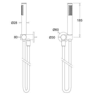 JOHNSON SUISSE VENEZIA HAND SHOWER WITH WALL BRACKET 185MM BRUSHED BRASS