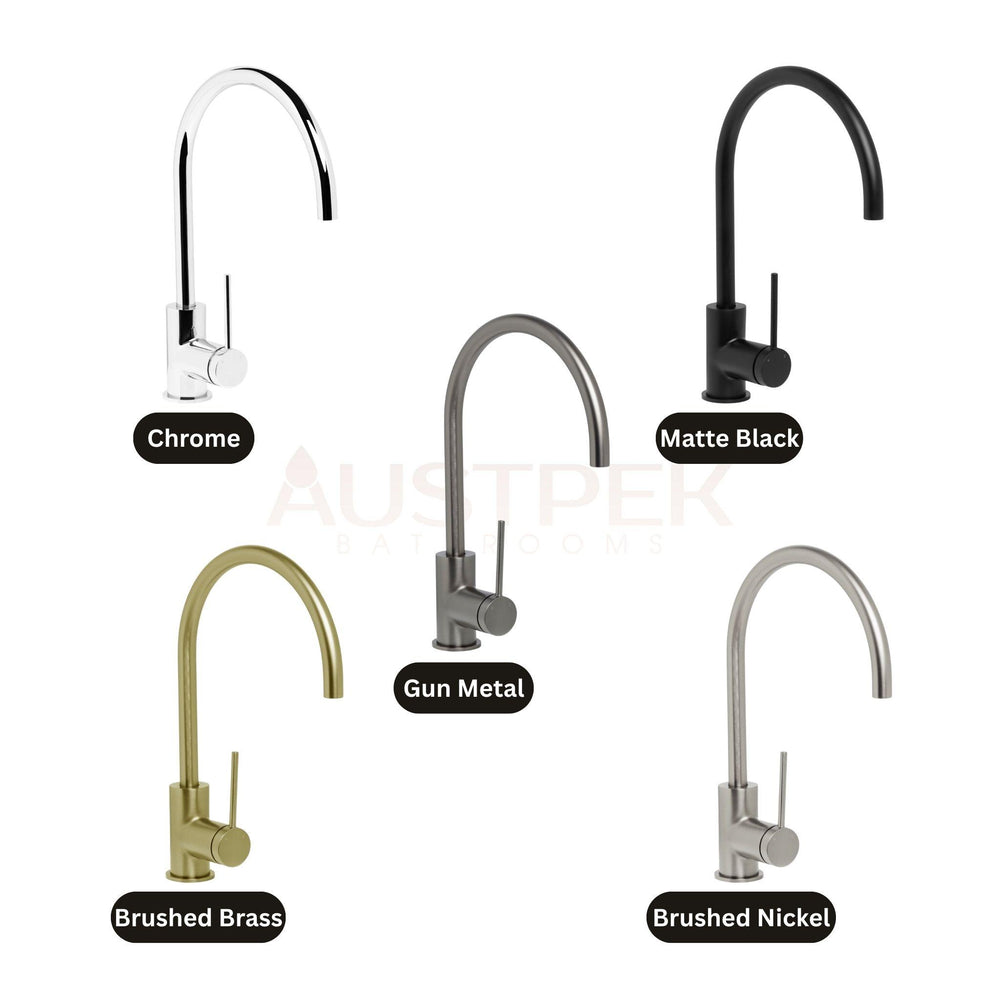 JOHNSON SUISSE VENEZIA LEAD FREE GOOSENECK SINK MIXER 345MM MATTE BLACK