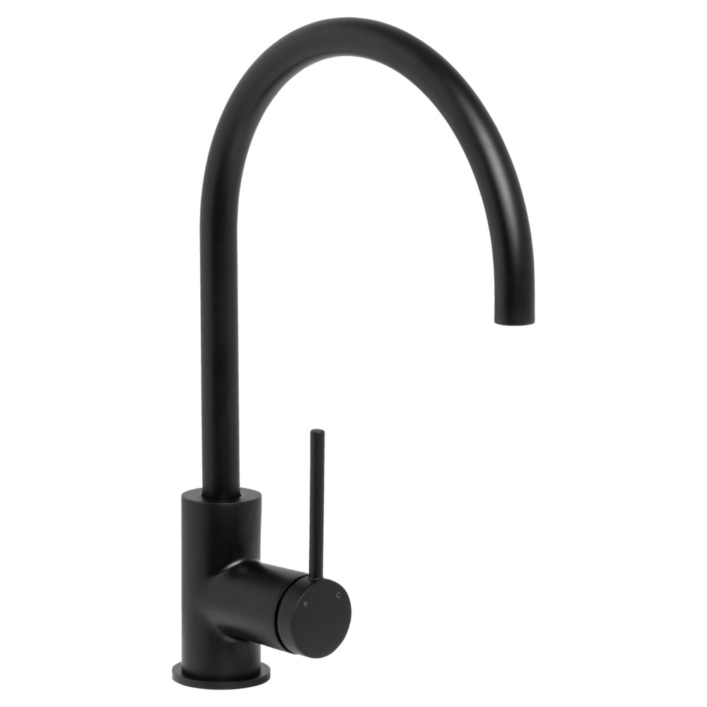 JOHNSON SUISSE VENEZIA GOOSENECK SINK MIXER 345MM MATTE BLACK