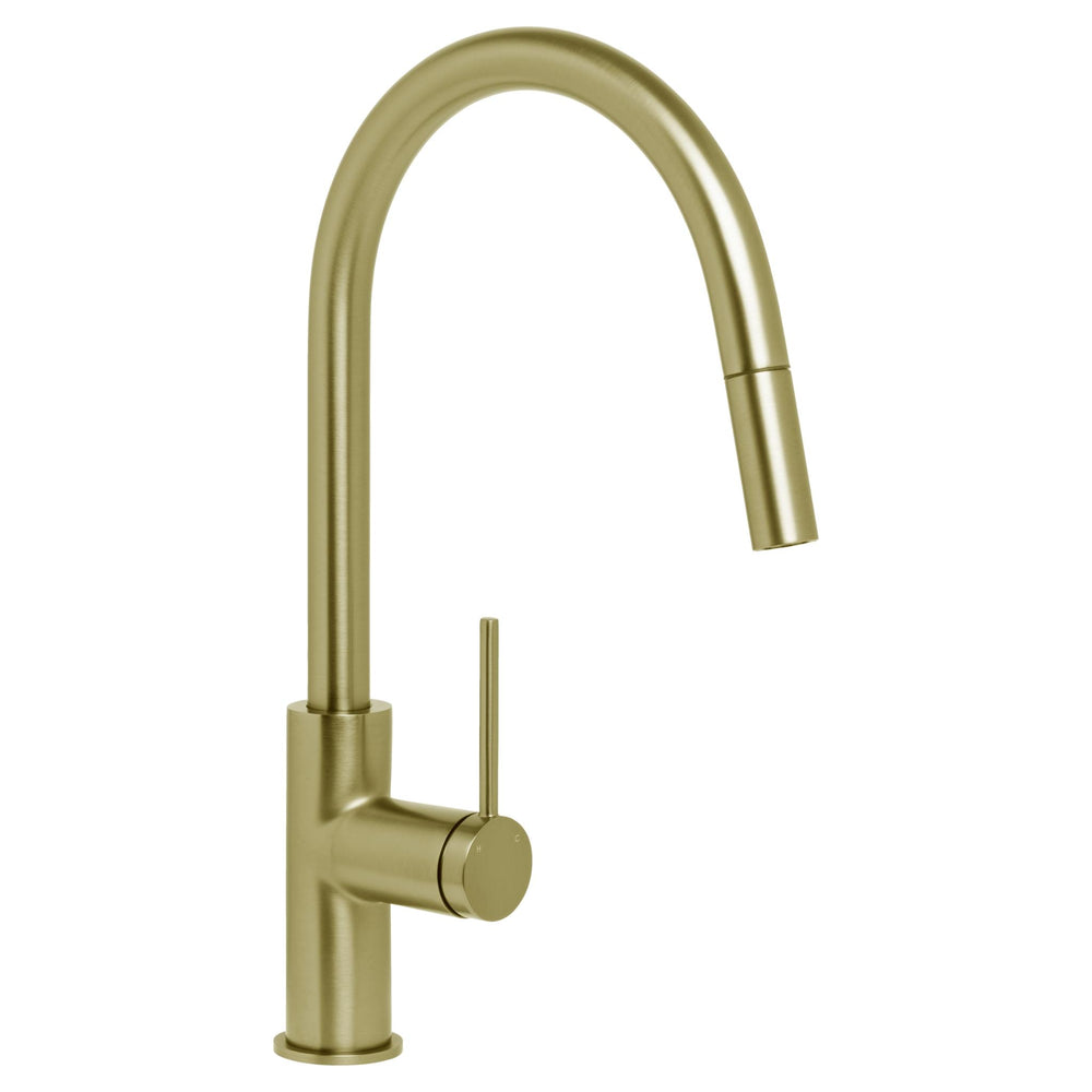 JOHNSON SUISSE VENEZIA PULL OUT SINK MIXER 439MM BRUSHED BRASS