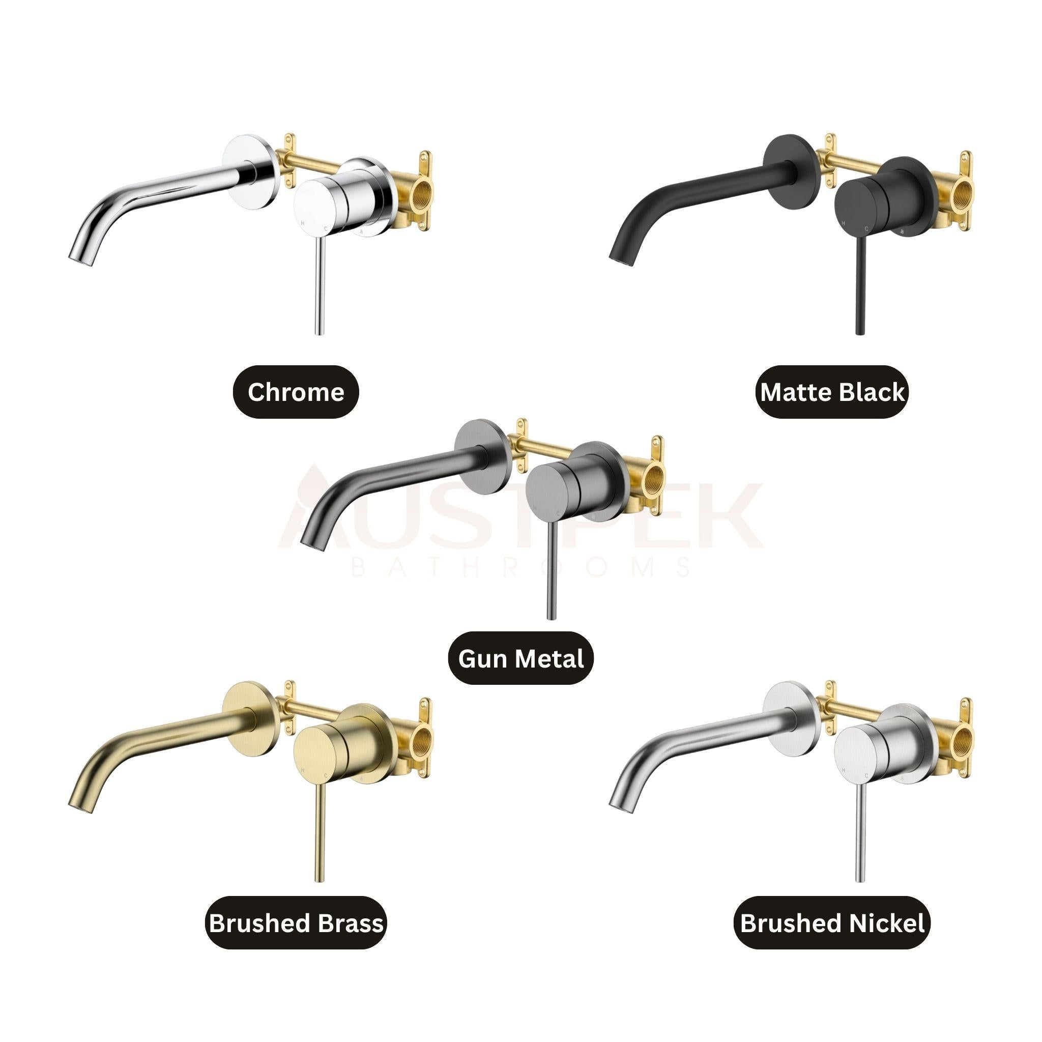 JOHNSON SUISSE VENEZIA LEAD FREE WALL BASIN / BATH MIXER COMPLETE KIT 182.5MM BRUSHED BRASS