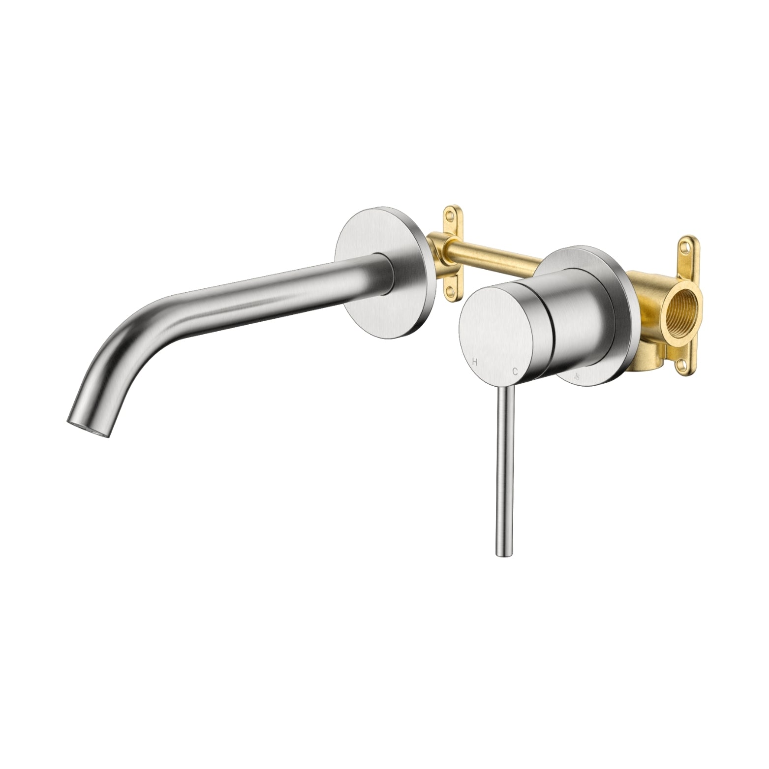 JOHNSON SUISSE VENEZIA LEAD FREE WALL BASIN / BATH MIXER COMPLETE KIT 182.5MM BRUSHED NICKEL