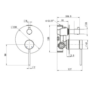 JOHNSON SUISSE VENEZIA SHOWER MIXER WITH DIVERTER COMPLETE KIT BRUSHED NICKEL