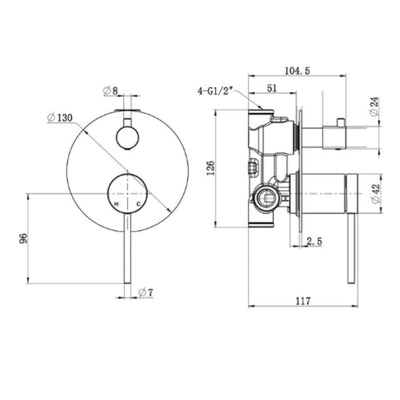 JOHNSON SUISSE VENEZIA SHOWER MIXER WITH DIVERTER COMPLETE KIT BRUSHED NICKEL