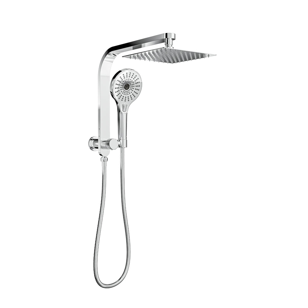 LINSOL OCEANJET SQUARE TWIN SHOWER WITH SHORT RAIL 200MM CHROME
