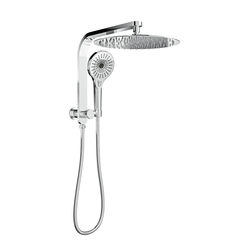 LINSOL OCEANJET ROUND TWIN SHOWER WITH SHORT RAIL 369MM CHROME