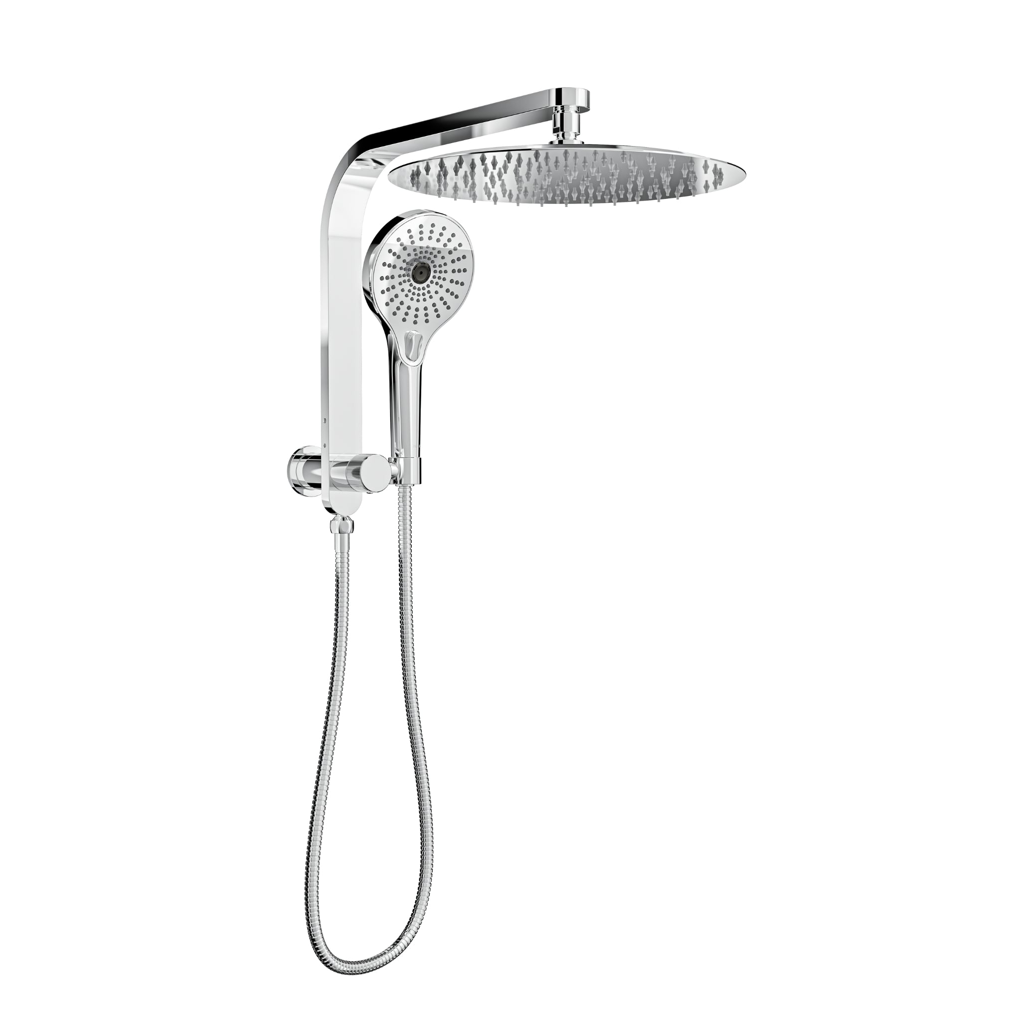 LINSOL OCEANJET ROUND TWIN SHOWER WITH SHORT RAIL 369MM CHROME