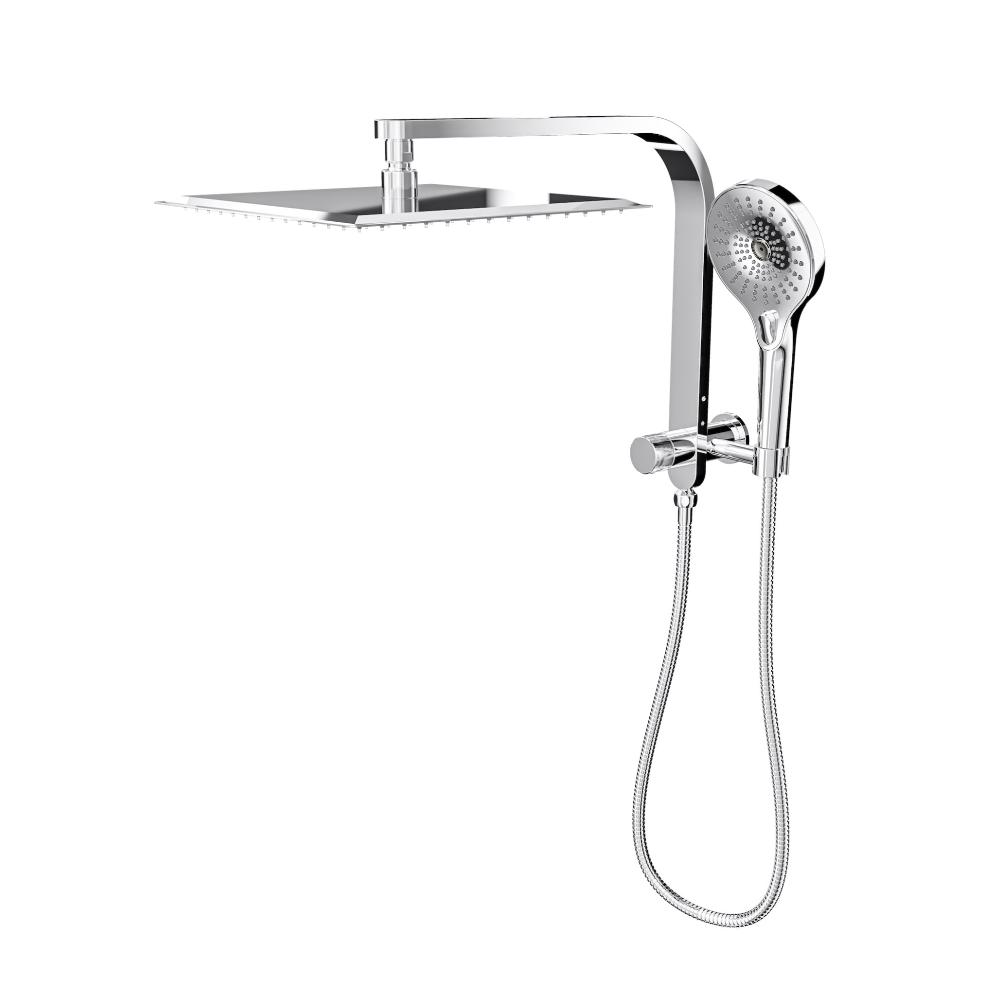 LINSOL OCEANJET SQUARE TWIN SHOWER WITH SHORT RAIL 369MM CHROME