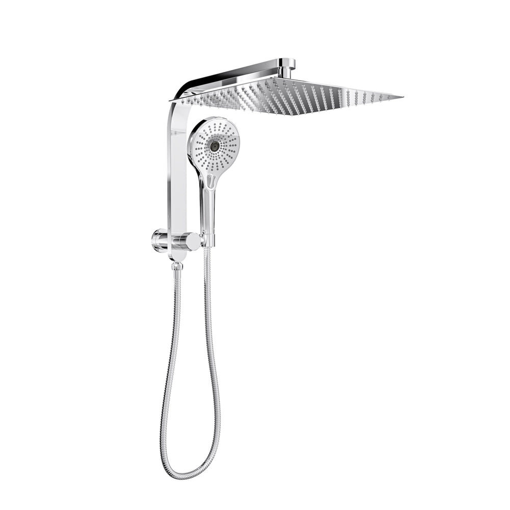 LINSOL OCEANJET SQUARE TWIN SHOWER WITH SHORT RAIL 369MM CHROME