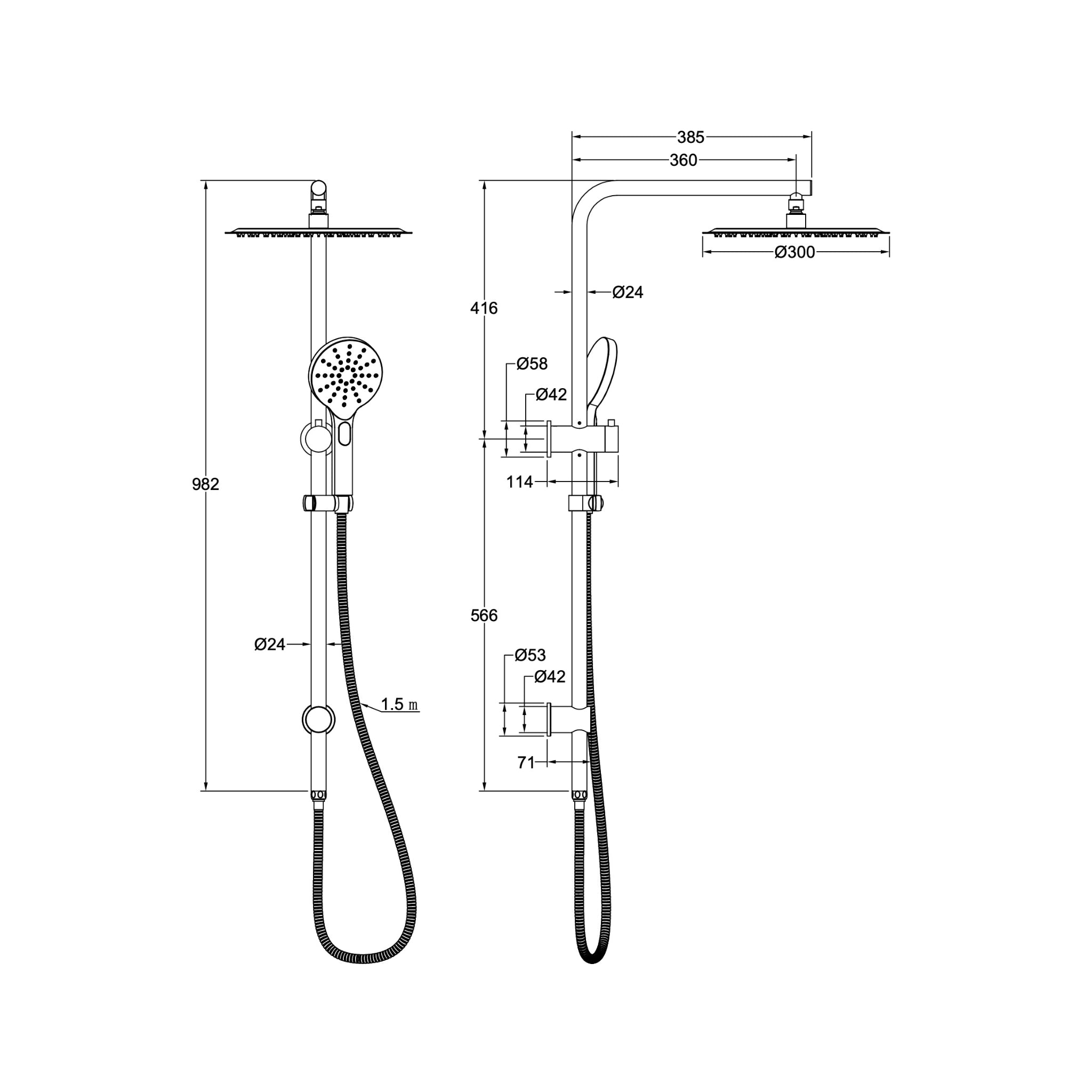 LINSOL SOULJET TWIN SHOWER 982MM CHROME