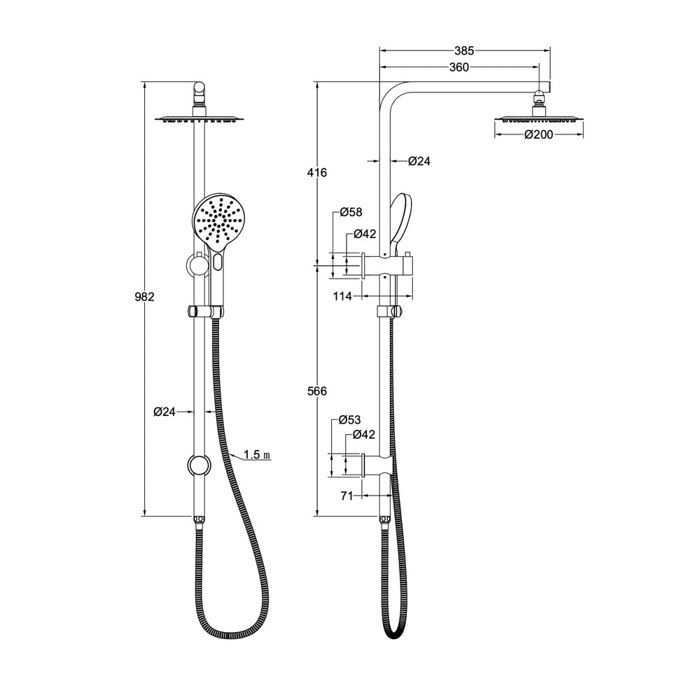 LINSOL SOULJET ROUND TWIN SHOWER 982MM CHROME
