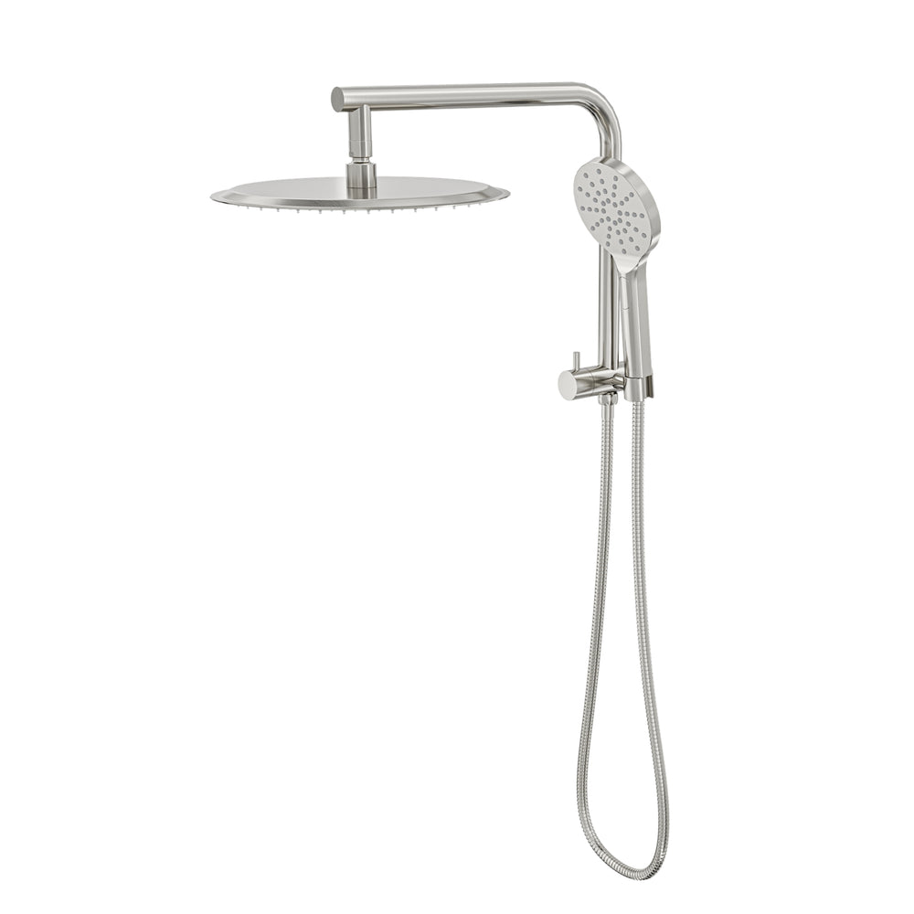 LINSOL SOULJET TWIN SHOWER WITH SHORT RAIL 342MM BRUSHED NICKEL