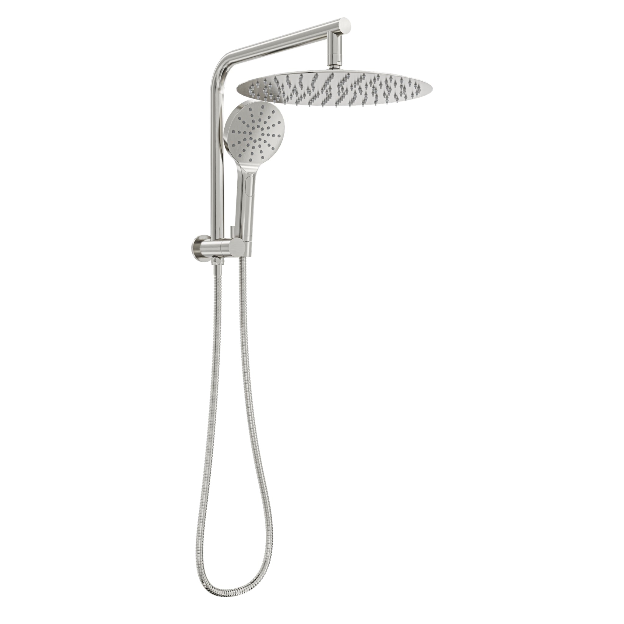 LINSOL SOULJET TWIN SHOWER WITH SHORT RAIL 342MM BRUSHED NICKEL
