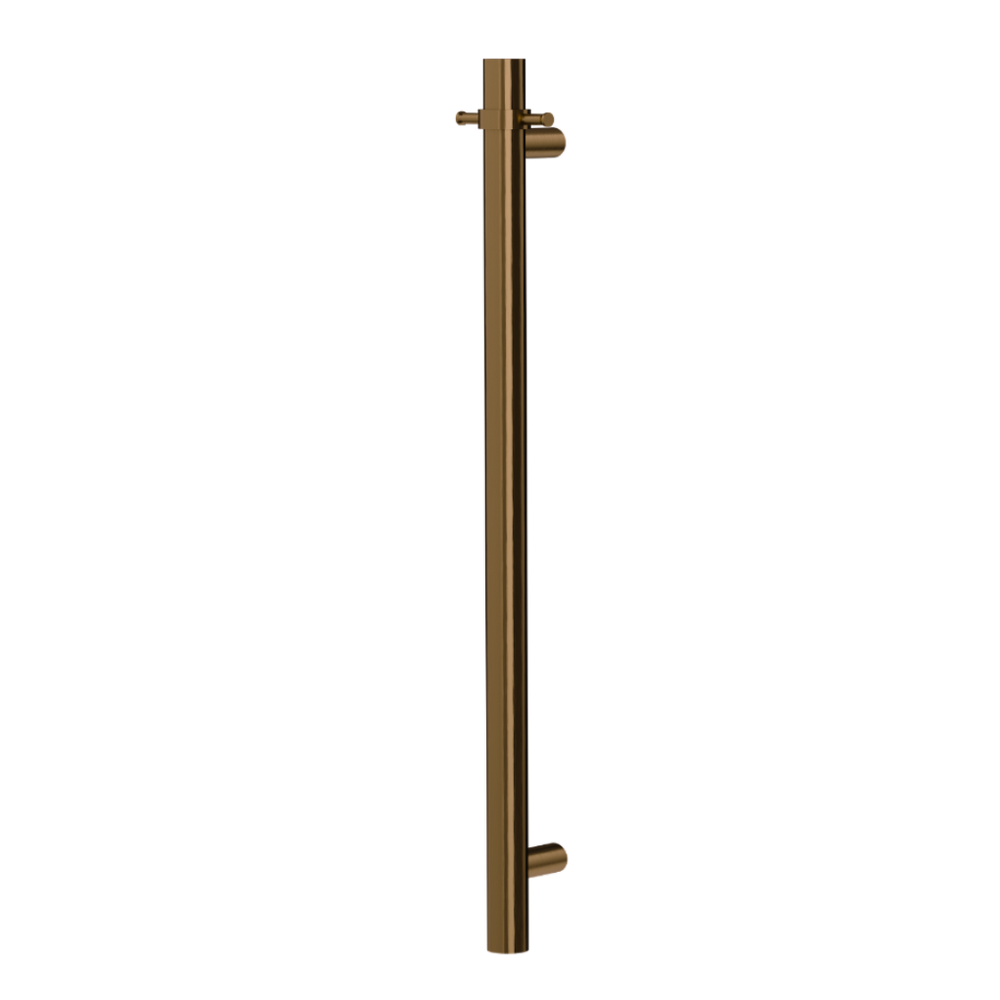 LINSOL ALLEGRA ROUND VERTICAL HEATED TOWEL RAIL WITH T-BAR AGED BRONZE 950MM