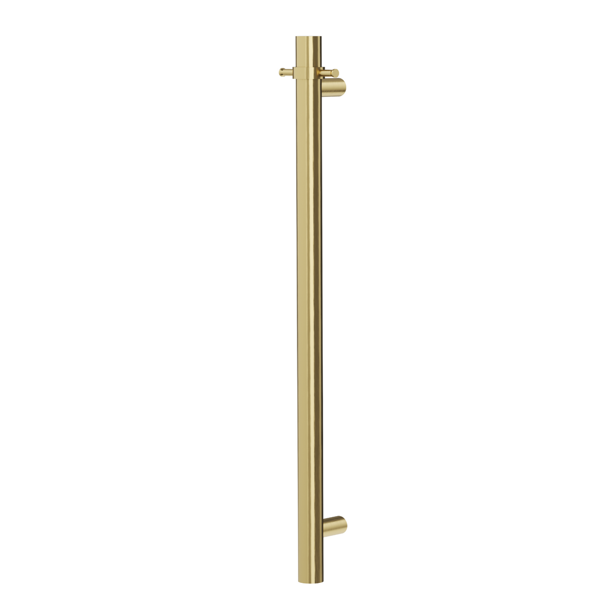 LINSOL ALLEGRA ROUND BAR VERTICAL HEATED TOWEL RAIL WITH T-BAR 950MM BRUSHED BRASS