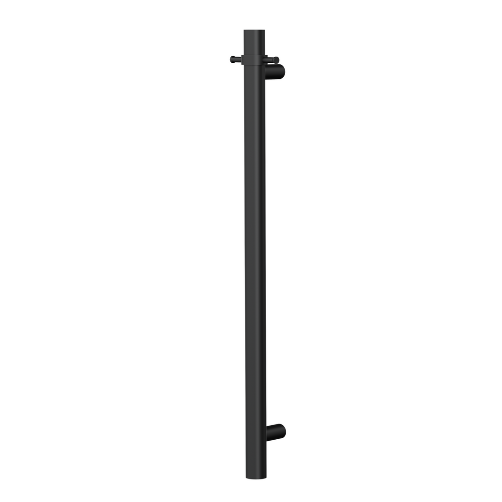 Linsol Allegra Round Bar Vertical Heated Towel Rail with T-Bar 950mm Matte Black