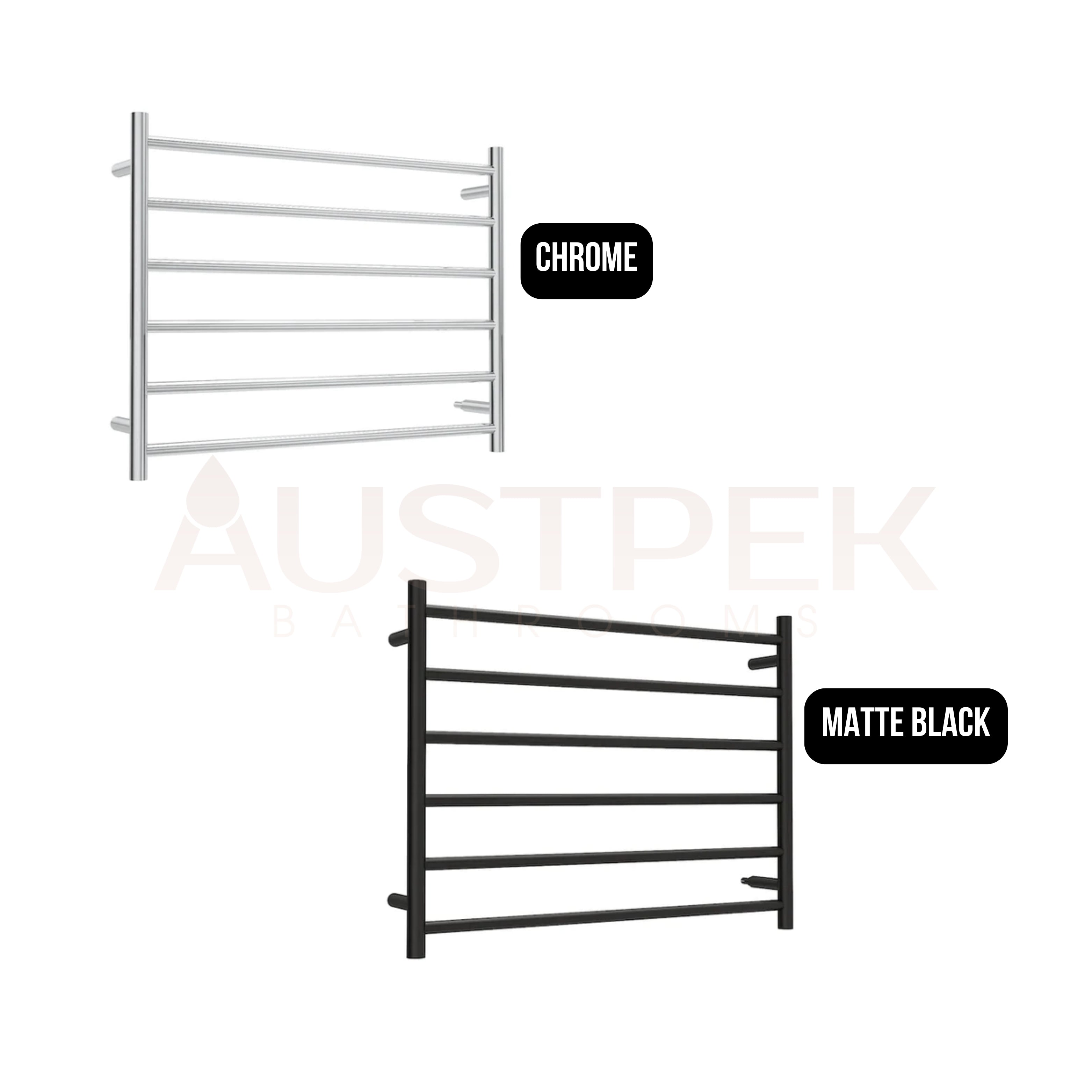 LINSOL ALLEGRA 6 BAR WIDE HEATED TOWEL RAIL MATTE BLACK 650MM