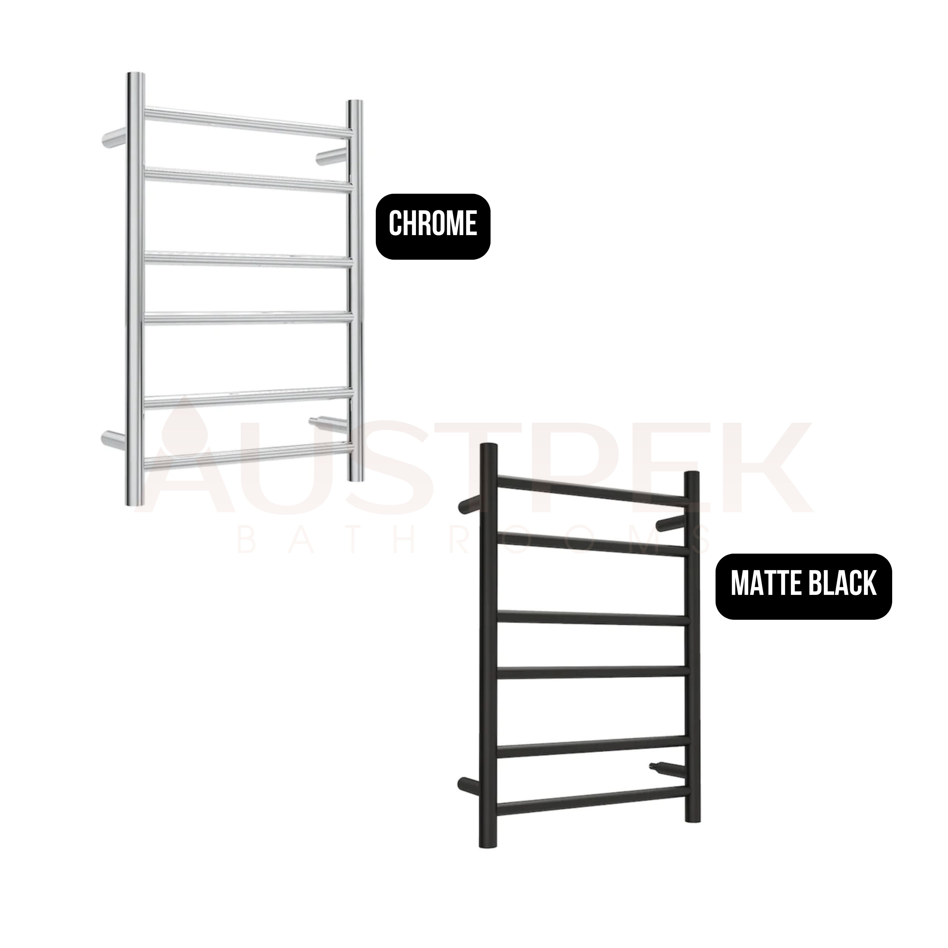 LINSOL ALLEGRA 6 BAR HEATED TOWEL RAIL MATTE BLACK 700MM