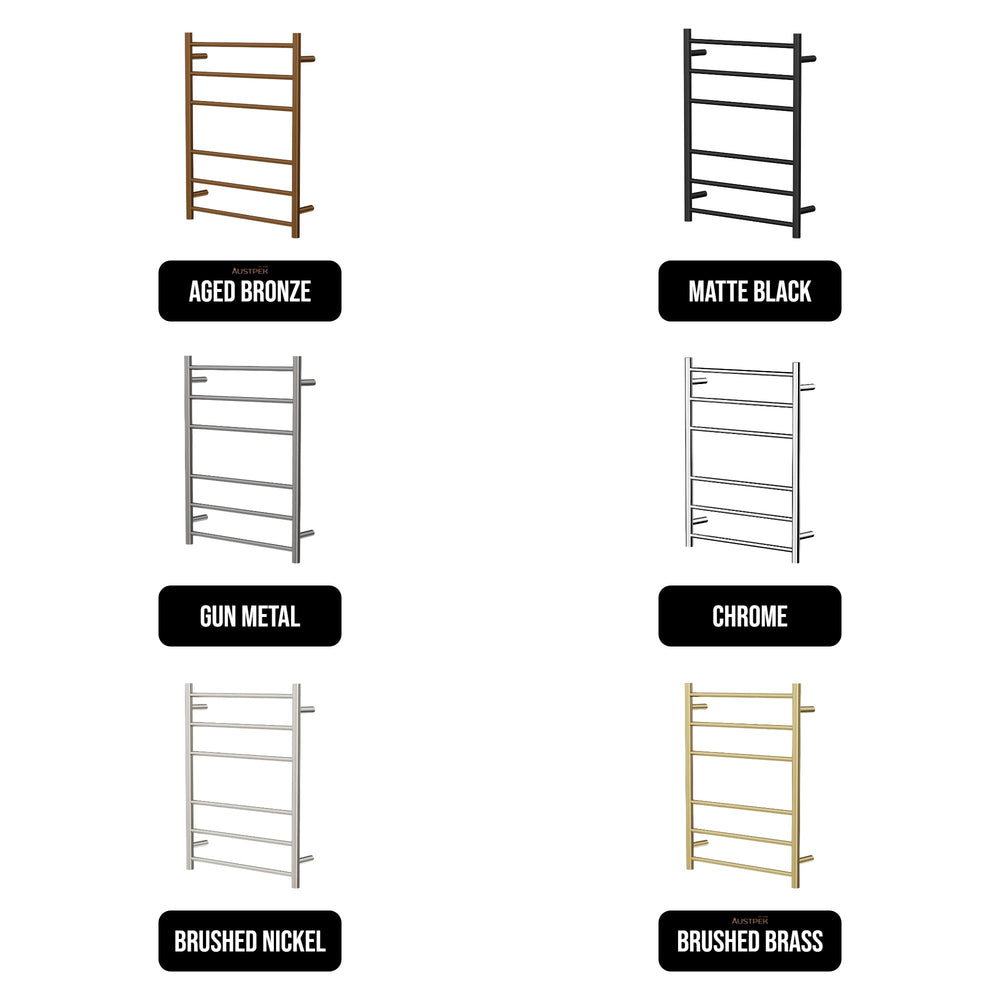 LINSOL AVID 6 BAR HEATED TOWEL RAIL AGED BRONZE 800MM