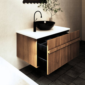 JOINERY BY BEARS ASHTON WALNUT 900MM SINGLE BOWL WALL HUNG VANITY PACKAGE
