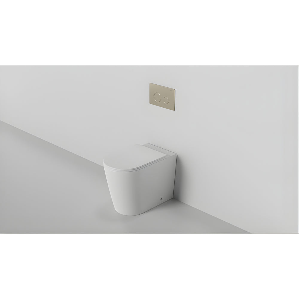 ZUMI JAVA RIMLESS WALL FACED FLOOR PAN WITH R&T IN WALL CISTERN & FLUSH BUTTON PACKAGE GLOSS WHITE