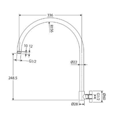 FIENZA ROUND SWIVEL GOOSENECK SHOWER ARM 400MM CHROME