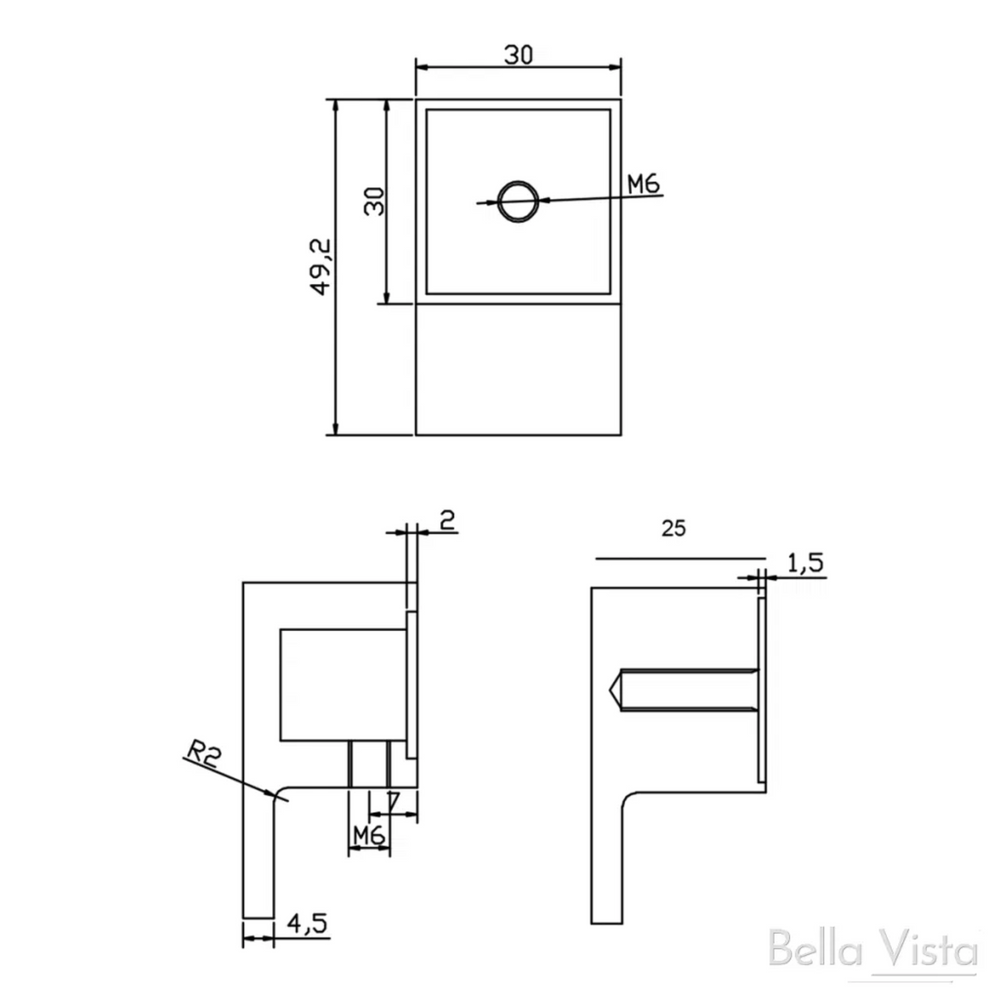 BELLA VISTA SHOWER SCREEN HANDLE WITH SQUARE LEVER CHROME
