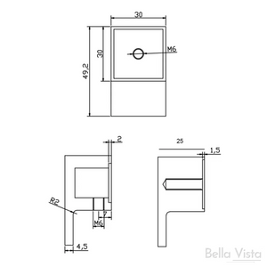 BELLA VISTA SHOWER SCREEN HANDLE WITH SQUARE LEVER BLACK
