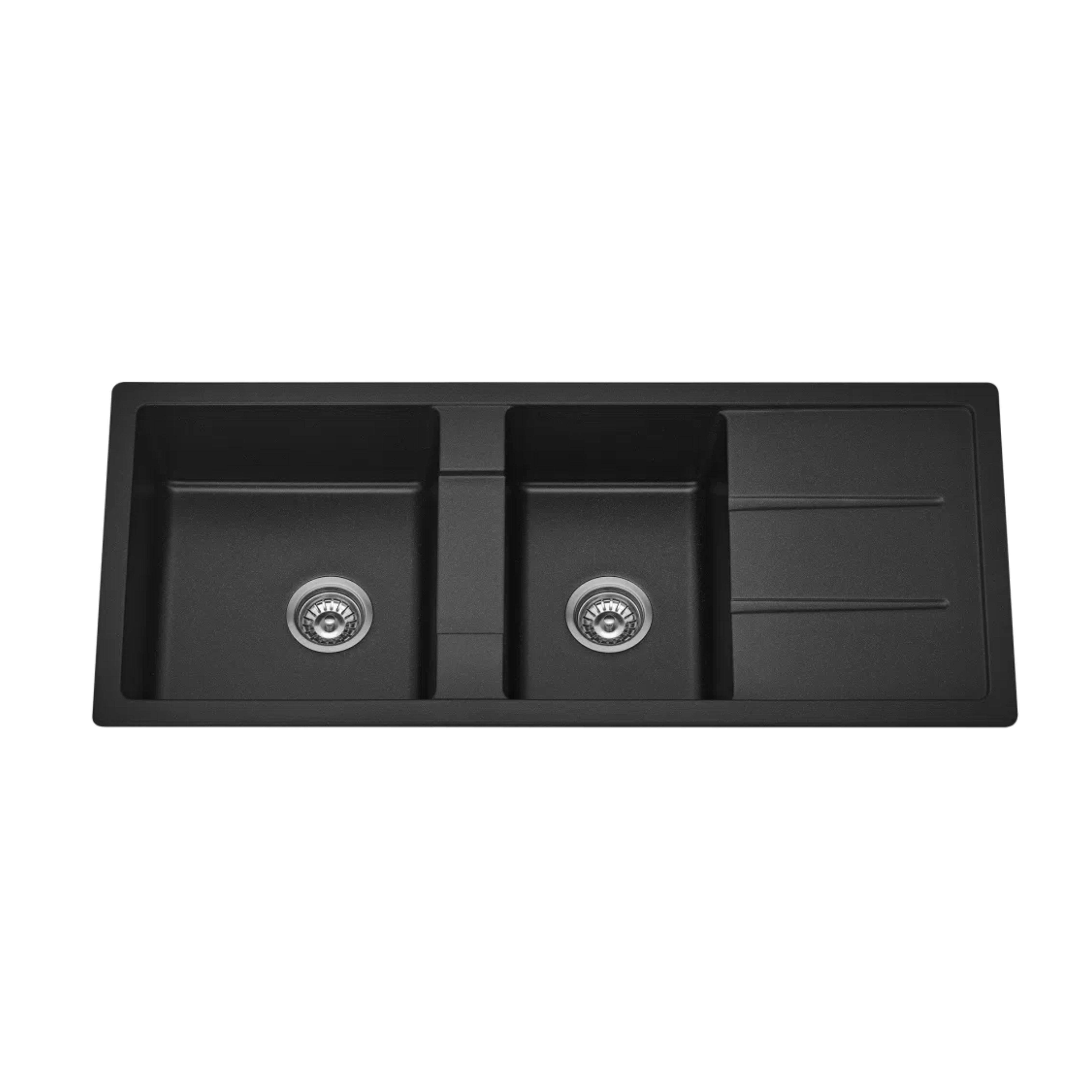 BELLA VISTA FOMOS DOUBLE BOWL GRANITE KITCHEN SINK WITH DRAINER BLACK 1160MM