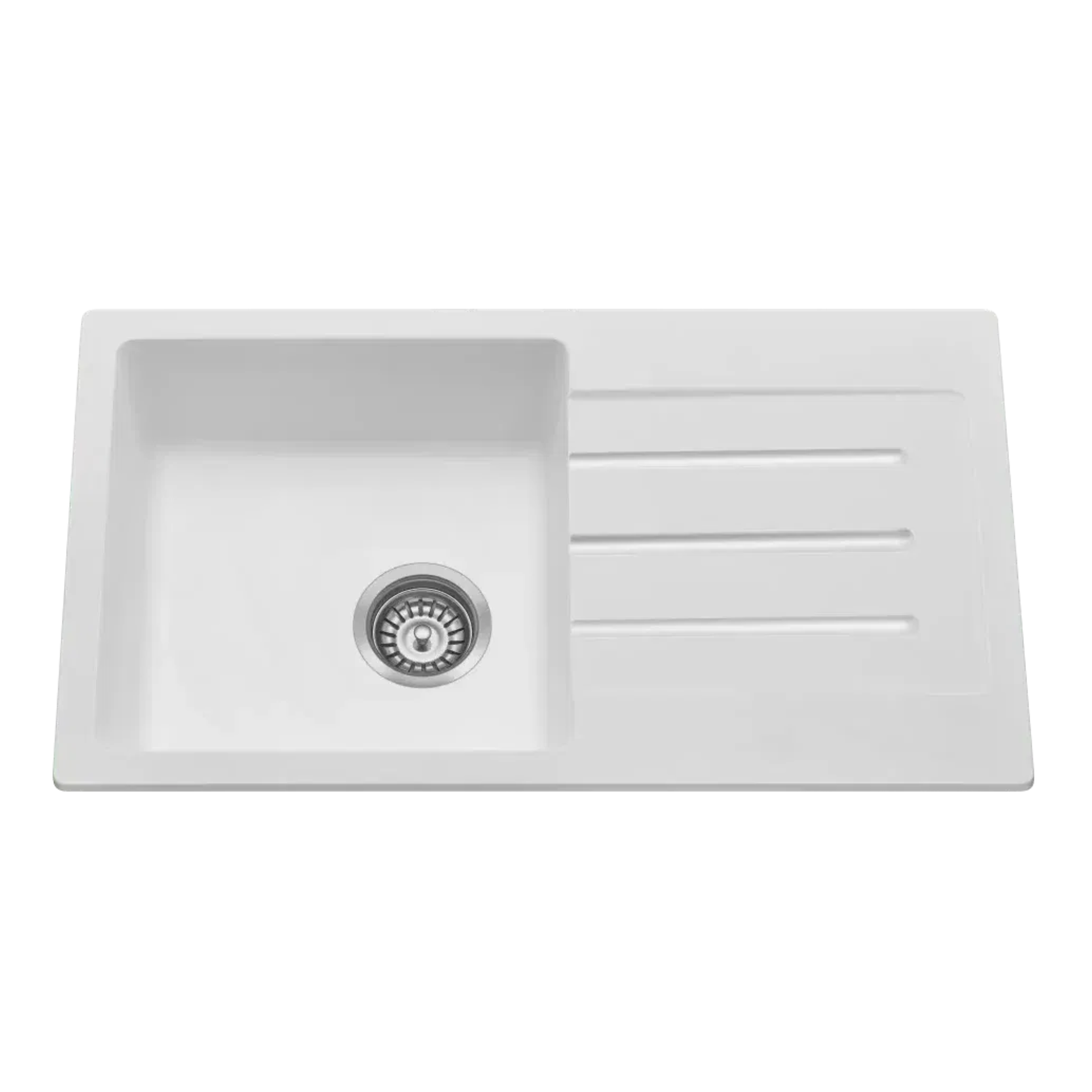 BELLA VISTA FOMOS SINGLE BOWL GRANITE KITCHEN SINK WITH DRAINER WHITE 770MM