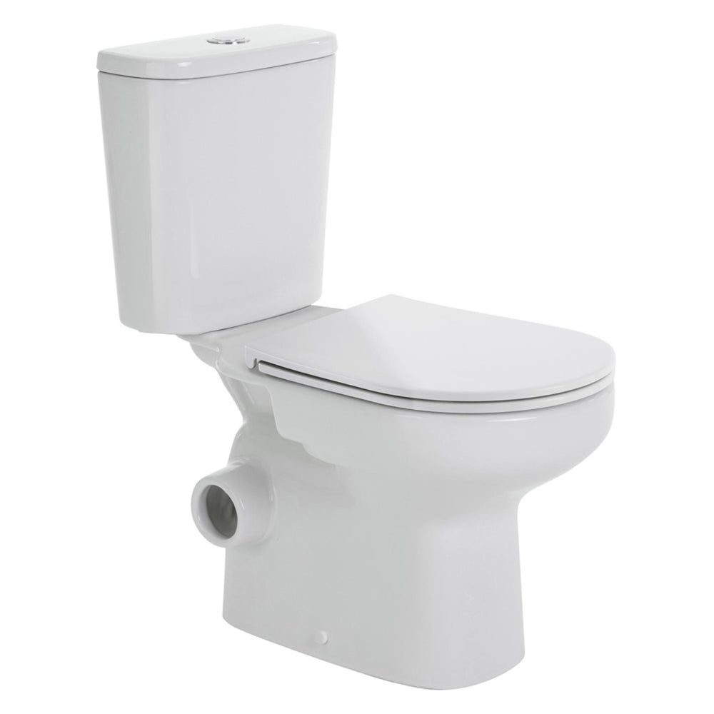 FIENZA PETRA CLOSE-COUPLED RIMLESS LEFT SKEW TRAP TOILET SUITE GLOSS WHITE WITH SLIM SEAT