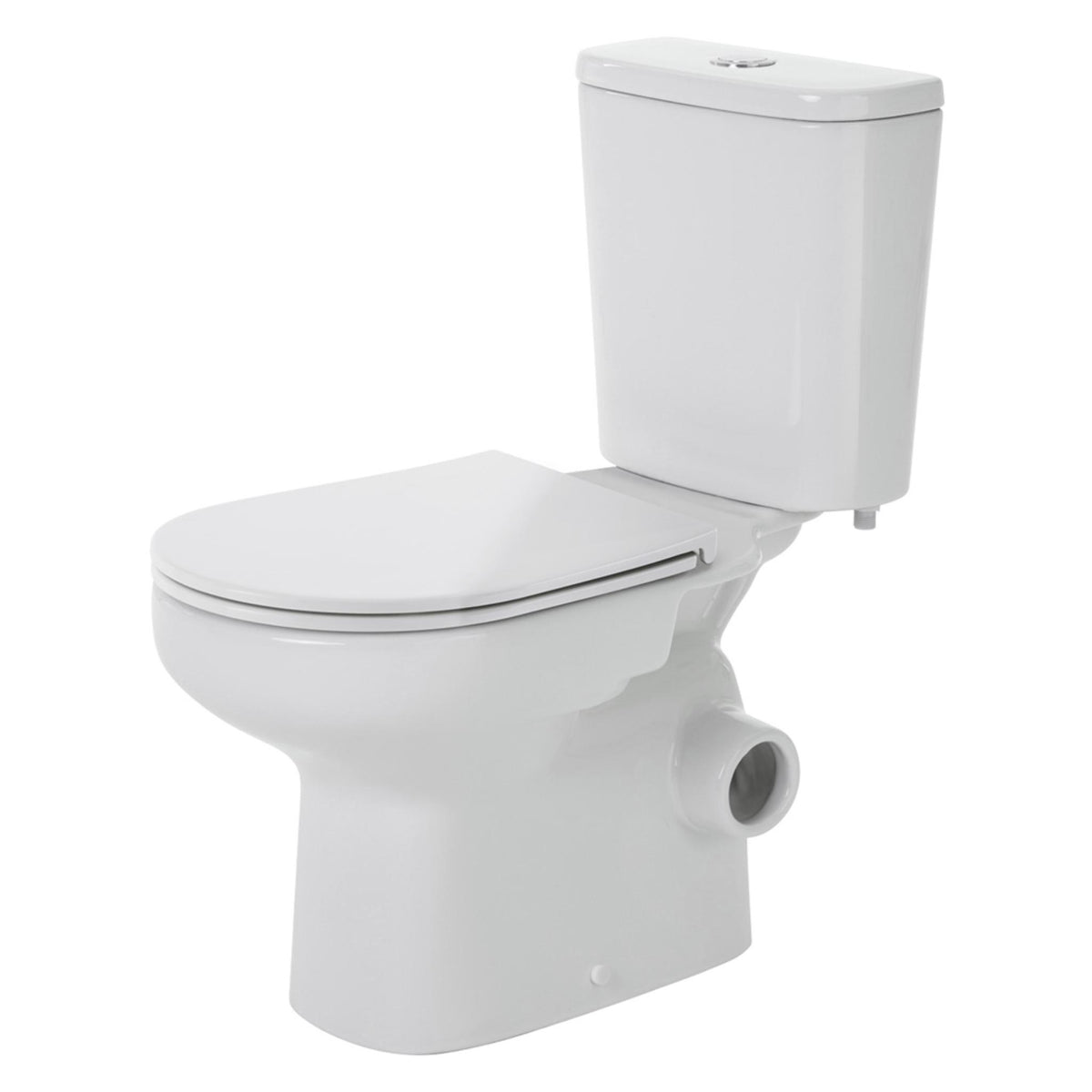 FIENZA PETRA CLOSE-COUPLED RIMLESS RIGHT SKEW TRAP TOILET SUITE GLOSS WHITE WITH SLIM SEAT